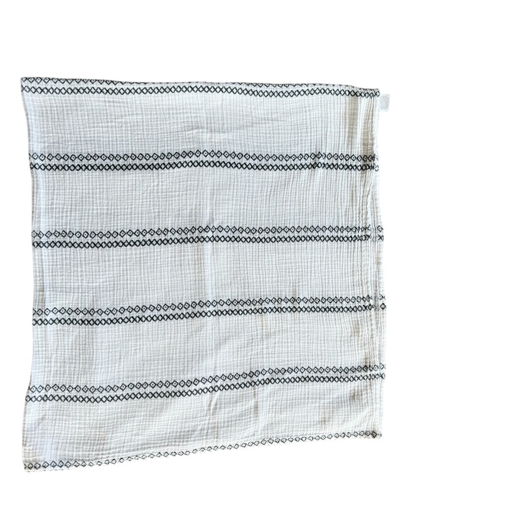 Nate Berkus For Baby Swaddle Blanket Gray White 100% Cotton Printed Nursery